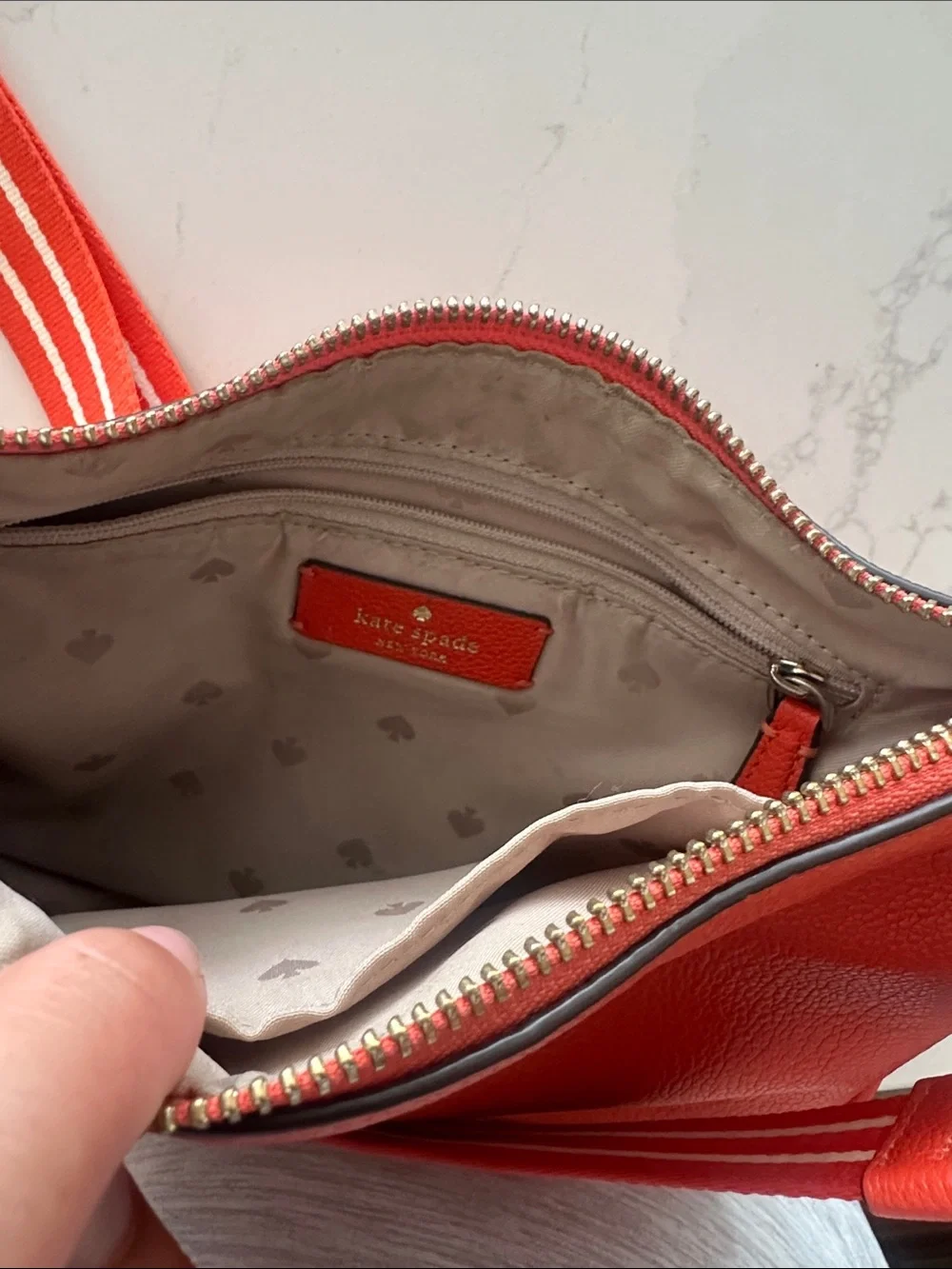Kate Spade Orange Pebble Leather Crossbody bag small purse